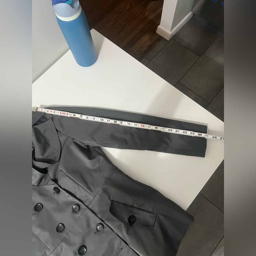Sandro Steel Gray Double-Breasted Trench Coat - Picture 7 of 8
